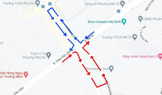 Các phương tiện bị cấm đi thẳng hướng Mễ Trì - Châu Văn Liêm từ ngày 28/11