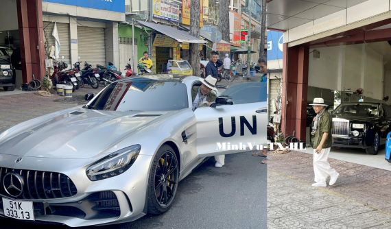 Xem ông Đặng Lê Nguyên Vũ cầm lái siêu xe Mercedes-AMG GT R trên đường phố, đầu xe quá dài nên khó căn