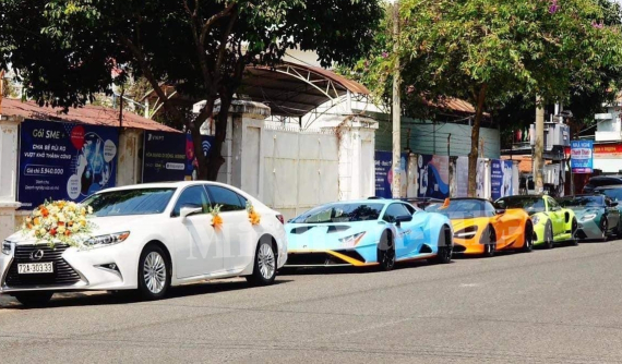 3 siêu xe và 1 xe thể thao có tổng trị giá hơn 80 tỷ đồng của đại gia Vũng Tàu làm xe rước dâu, Lamborghini Huracan STO cực nổi bật