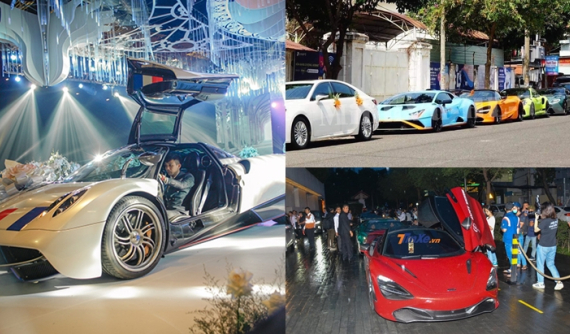 Những đám cưới xa hoa với dàn siêu xe tham dự: Minh "Nhựa" mang hẳn Pagani Huayra lên sân khấu chính, Cường "Đô-la" và Phan Thành đều né siêu xe