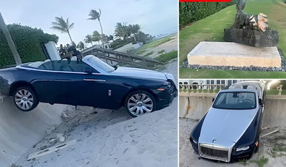 Nữ tài xế lái Rolls-Royce Dawn tông đổ bức tượng trị giá 3 triệu đô, sau đó "mất trí nhớ"