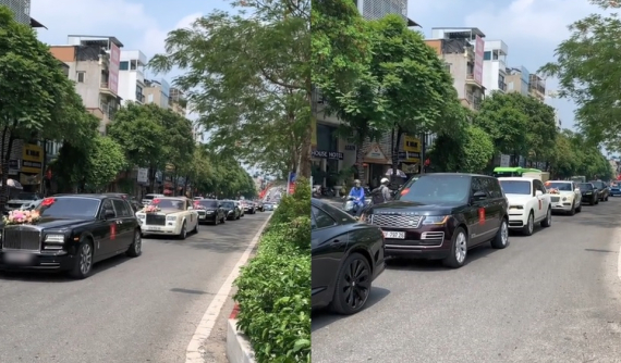 Video: Toàn cảnh dàn xe rước dâu gần 500 tỷ đồng của con trai tiệm vàng lâu đời nhất Hà Nội, Rolls-Royce đã có 8 chiếc, đoàn xe nối đuôi gần 2 km