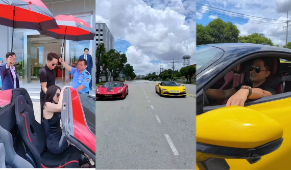 Màn "flex" đầy chất chơi của vợ chồng Khánh Mailisa, vợ lái Ferrari 488 Pista Spider, chồng sau vô lăng Ferrari SF90 Stradale