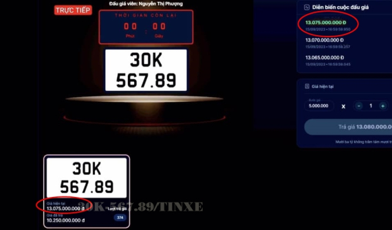 Người trúng đấu giá biển 51K-888.88 hơn 32 tỷ đồng tiếp tục đấu giá biển 30K-567.89 hơn 13 tỷ đồng