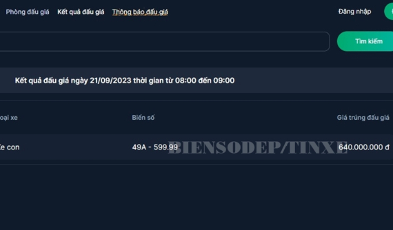 Biển số tứ quý 9 đẹp của tỉnh Lâm Đồng trúng đấu giá với mức giá chưa đến 700 triệu đồng