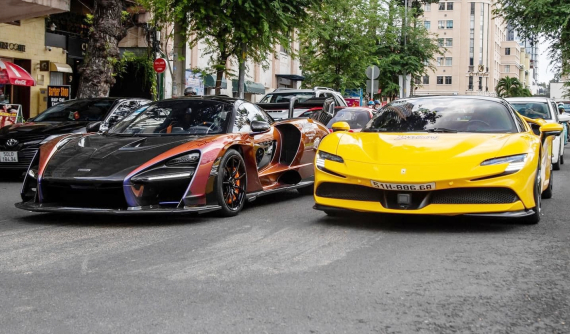 Không chỉ tặng vợ quà sinh nhật là chiếc váy 50 tỷ đồng, đại gia Hải Dương còn cho dàn siêu xe gần 300 tỷ đồng dạo phố Sài thành