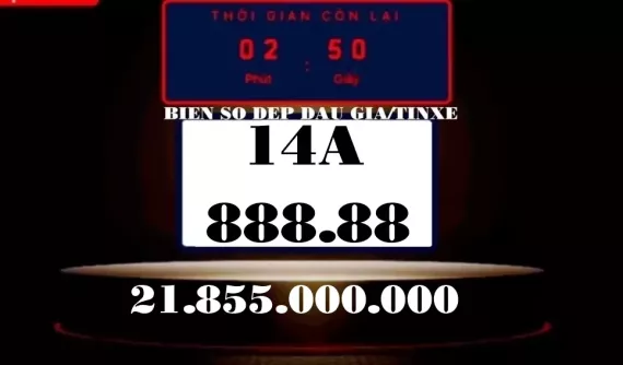 Thêm 1 siêu biển ngũ quý trúng đấu giá lên đến hàng chục tỷ đồng, lần này là 14A-888.88