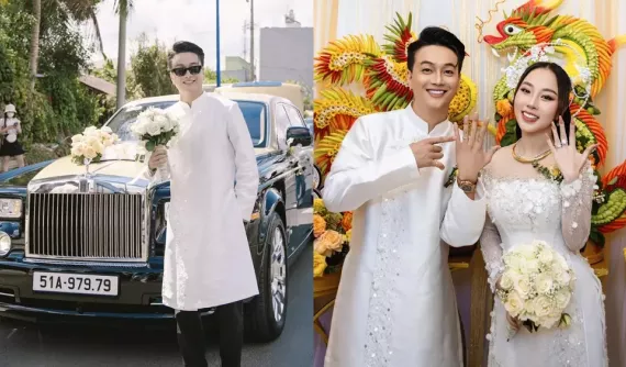 TiTi HKT rước vợ về dinh trên xe siêu sang Rolls-Royce Phantom biển siêu đẹp