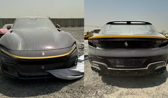 "Nghĩa địa" siêu xe ở Trung Đông vừa kết nạp thêm 1 chiếc xe Ferrari Purosangue, nhìn thiệt hại không ai tin được
