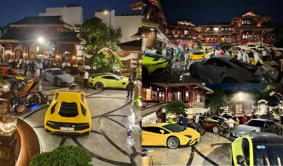 Đại gia Hoàng Kim Khánh mở tiệc tân gia với dàn siêu xe hơn 300 tỷ đồng góp mặt, giá trị biệt phủ mới khiến khách lóa mắt