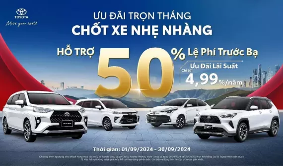 Bốn mẫu xe nhận ưu đãi mạnh tay từ Toyota Việt Nam và các Đại lý trong tháng 9