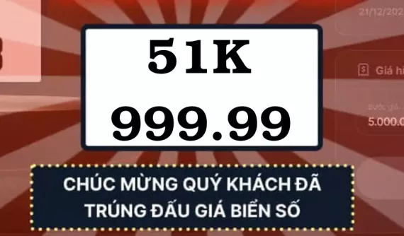 Siêu biển 51K-999.99 trúng đấu giá đắt hơn chiếc Lamborghini Urus bản cao nhất