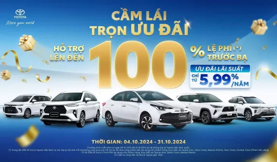 Dễ dàng sở hữu xe Toyota với ưu đãi 100% lệ phí trước bạ