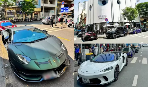 Dàn siêu xe trăm tỷ đồng tụ tập tại Tp.HCM, Lamborghini Aventador SVJ màu độc đã lâu mới tái xuất