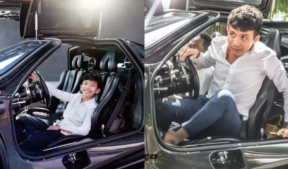 Cậu cả nhà Minh "Nhựa" bảnh bao trong khoang lái Pagani Huayra, liệu có nối bước thú chơi siêu xe của bố?