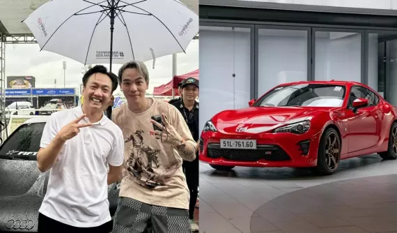 Cường "Đô-la" xuất hiện tại sự kiện ở trường đua Đại Nam với chiếc xe Toyota chỉ có vài trăm triệu đồng