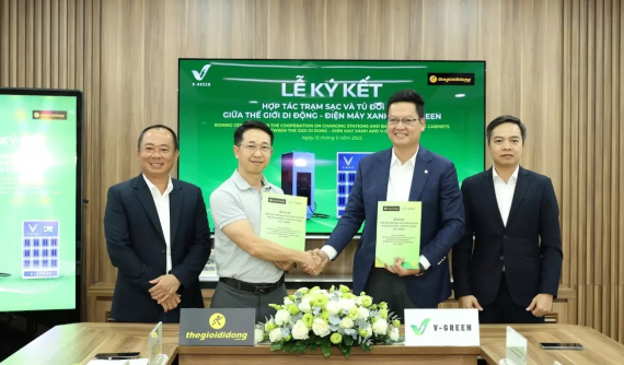 V-Green bắt tay cùng Thế Giới Di Động triển khai hơn 2.000 trạm sạc và tủ đổi pin VinFast