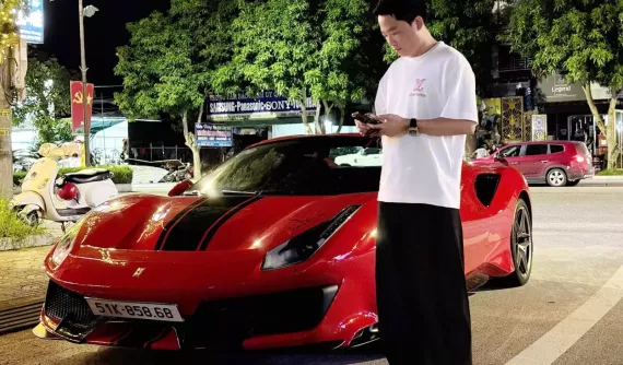 Hoàng Kim Khánh cho siêu xe Ferrari 488 Pista Spider hơn 40 tỷ đồng về Hà Tĩnh quê vợ chơi