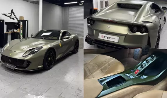 Đánh giá nhanh Ferrari 812 GTS mang chương trình Atelier rất ấn tượng: Màu sơn hàng độc, nội thất có nhuộm carbon xanh