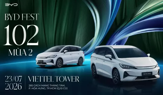 BYD M6 và Seal 5: Khi công nghệ xanh càng thêm hấp dẫn với loạt ưu đãi độc quyền từ BYD Fest 102 mùa hai