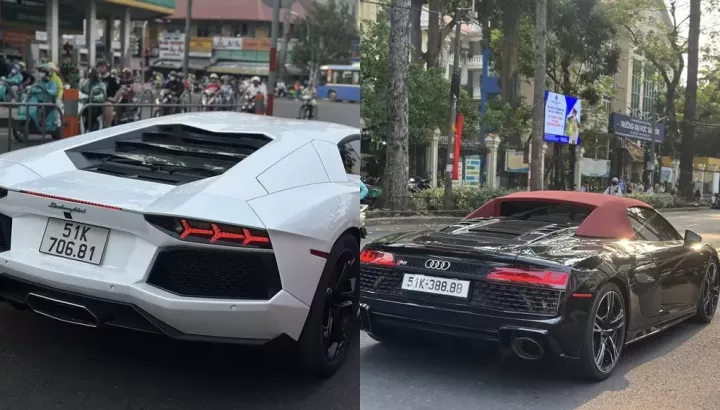Đã mắt với cặp siêu xe Audi R8 V10 Spyder và Lamborghini Aventador dạo phố