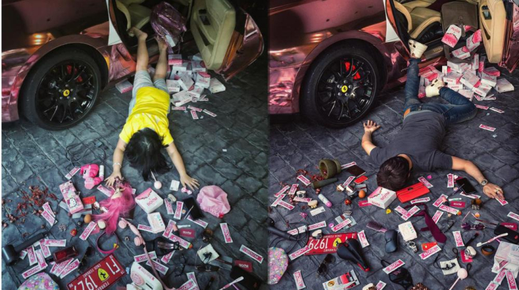 Phiên bản "ngã sấp mặt" toàn màu hồng bên siêu xe Ferrari 599 GTB của doanh nhân Thái