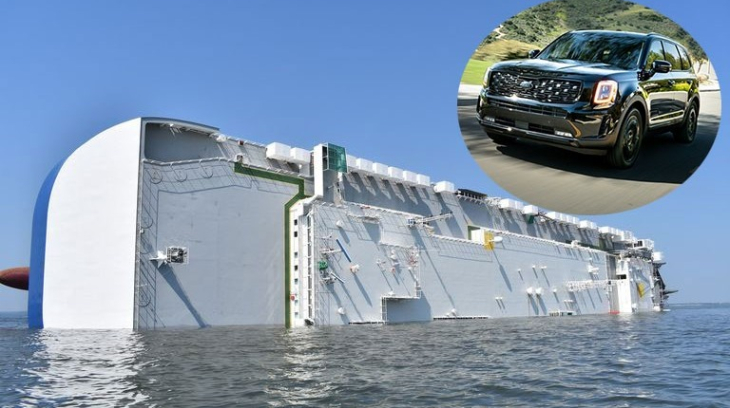 SUV cỡ lớn Kia Telluride có thể là một phần nguyên nhân khiến tàu chở 4.300 chiếc ô tô bị lật trên biển