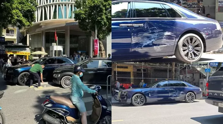 Rolls-Royce Ghost hơn 33 tỷ đồng hỏng nặng cửa, sau va chạm với Hyundai Kona