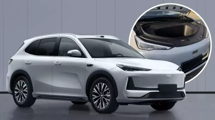 Geely EX5 phiên bản mới hé lộ ngăn chứa đồ cỡ lớn bên dưới nắp ca-pô trước ngày ra mắt