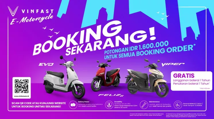 VinFast mở cọc cho 3 mẫu xe máy điện đổi pin tại Indonesia, giá quy đổi từ 28 triệu đồng