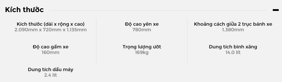 Kích thước của xe Yamaha R3 Kích thước của xe Yamaha R3