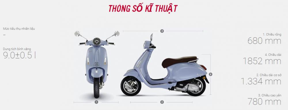 Kích thước của xe Vespa Primavera