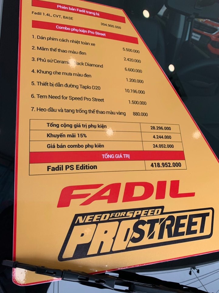 Bảng giá gói phụ kiện lắp đặt trên VinFast Fadil PS Edition Bảng giá gói phụ kiện lắp đặt trên VinFast Fadil PS Edition