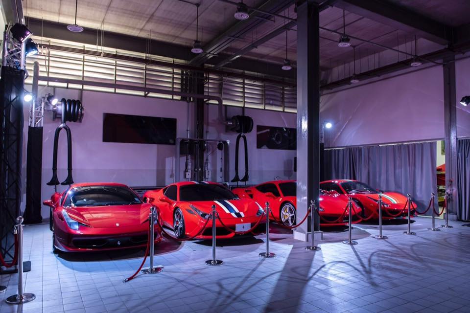 Từ trái qua, Ferrari 458 Italia, Ferrari 458 Speciale, Ferrari 488 GTB và cuối cùng là Ferrari 488 Pista