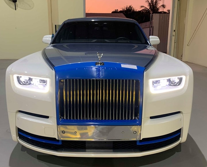 Luxury Supercar rolls royce rollsroyce ghost blue and gold color parked on  the street in Paris rolls royce rollsroyce is famous expensive automobile  brand car  Stock Editorial Photo  stetsik 217810974