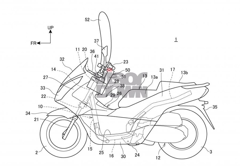Bản vẽ mẫu xe tay ga có tích hợp túi khí an toàn được Honda hé lộ Bản vẽ mẫu xe tay ga có tích hợp túi khí an toàn được Honda hé lộ