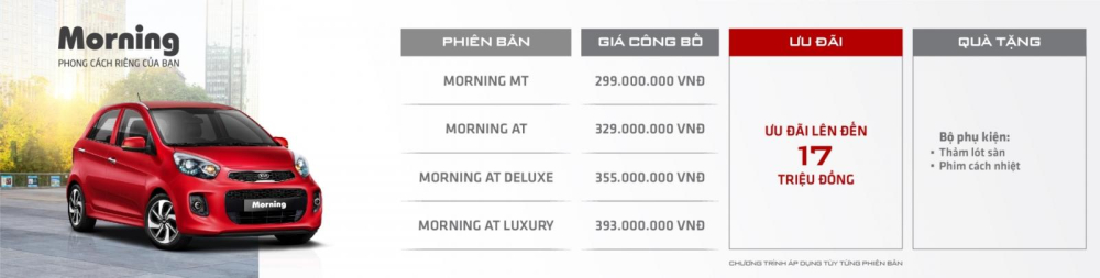 Kia Morning khuyến mãi trong tháng 5/2020 Kia Morning khuyến mãi trong tháng 5/2020