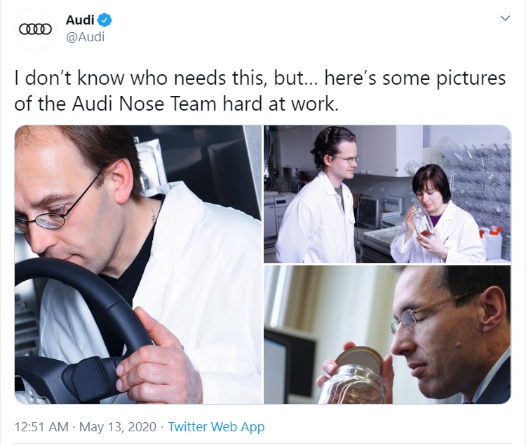 Audi có chia sẻ hình ảnh đội ngũ Nose Team lên mạng xã hội Twitter Audi có chia sẻ hình ảnh đội ngũ Nose Team lên mạng xã hội Twitter