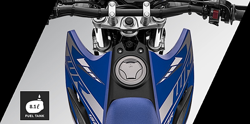 Dung tích bình xăng 8,1 lít trên Yamaha WR155 Dung tích bình xăng 8,1 lít trên Yamaha WR155