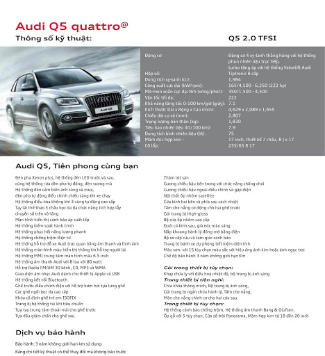 Thông số kỹ thuật Audi Q5 Thông số kỹ thuật Audi Q5