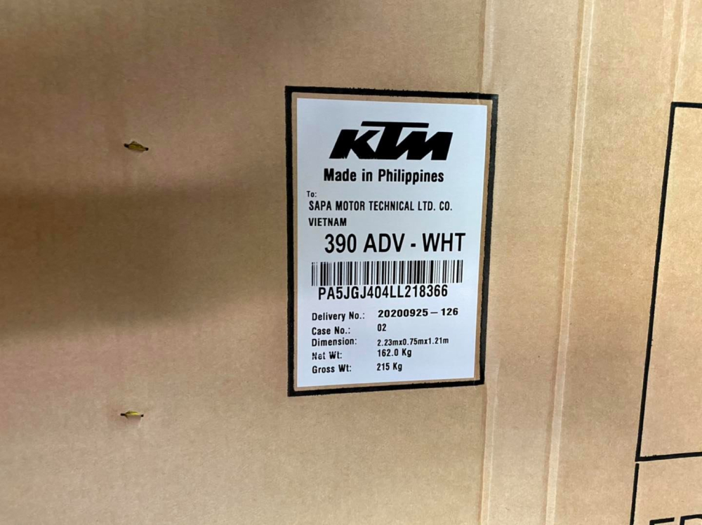 KTM 390 Adventure được nhập khẩu từ Philippines về Việt Nam KTM 390 Adventure được nhập khẩu từ Philippines về Việt Nam