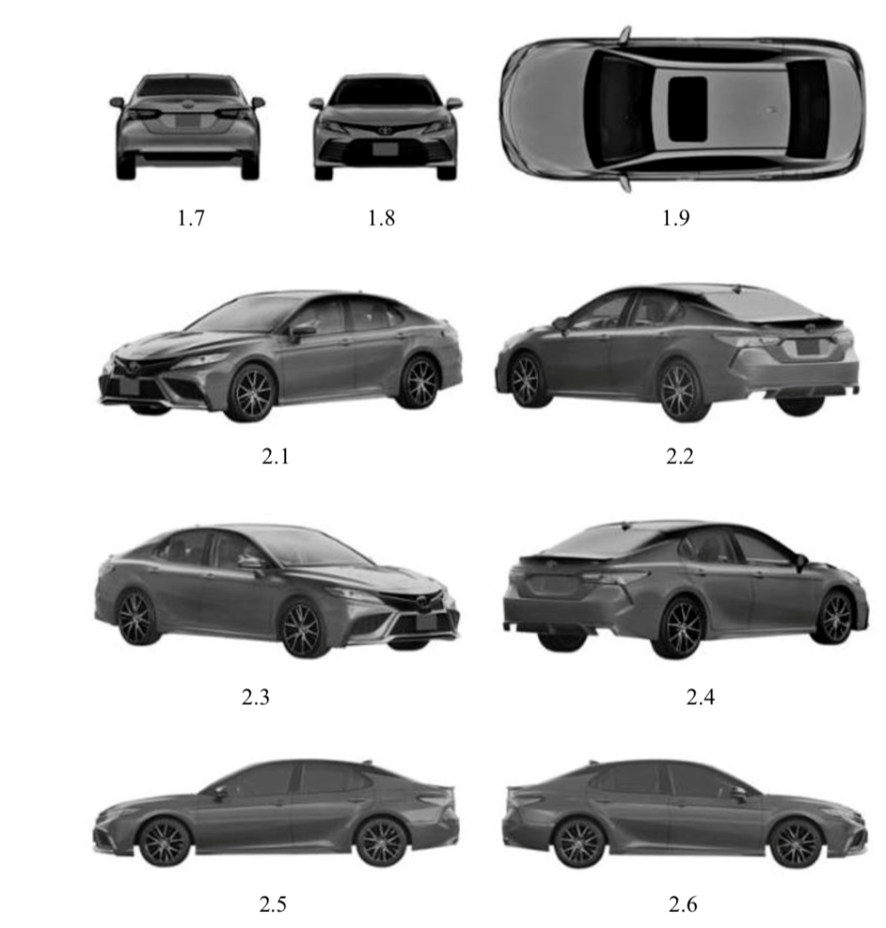 Hình ảnh của xe Toyota Camry 2021 được đăng ký bảo hộ kiểu dáng công nghiệp. Hình ảnh của xe Toyota Camry 2021 được đăng ký bảo hộ kiểu dáng công nghiệp.