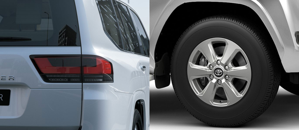 Đèn hậu và vành la-zăng của Toyota Land Cruiser 2022 Đèn hậu và vành la-zăng của Toyota Land Cruiser 2022
