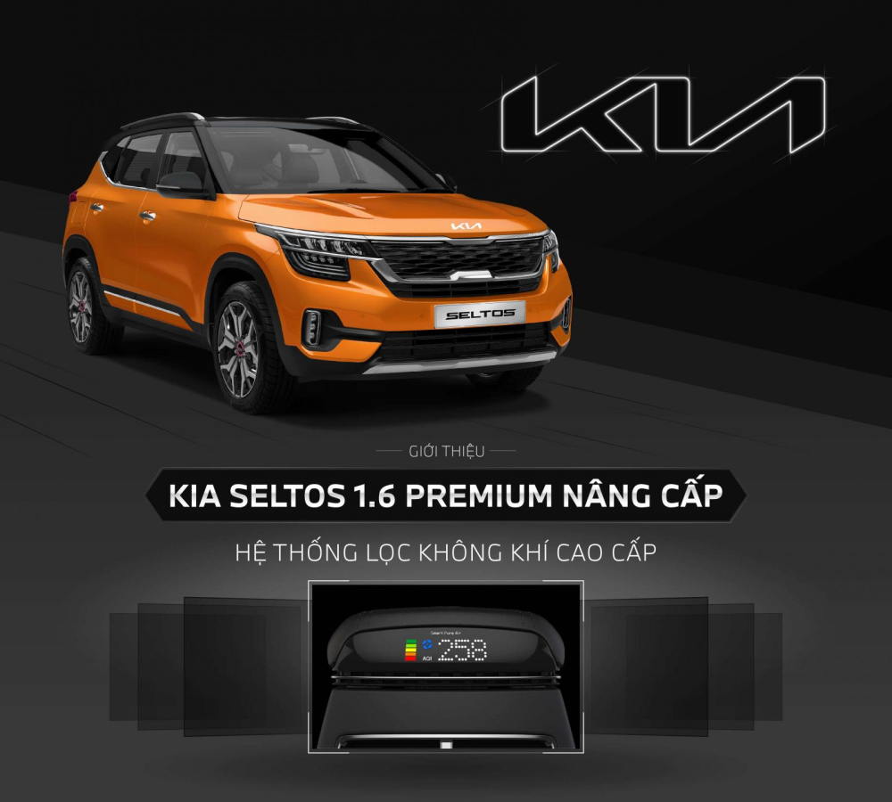 Kia Seltos 1.6 Premium là mẫu xe đầu tiên được trang bị logo mới tại Việt Nam.