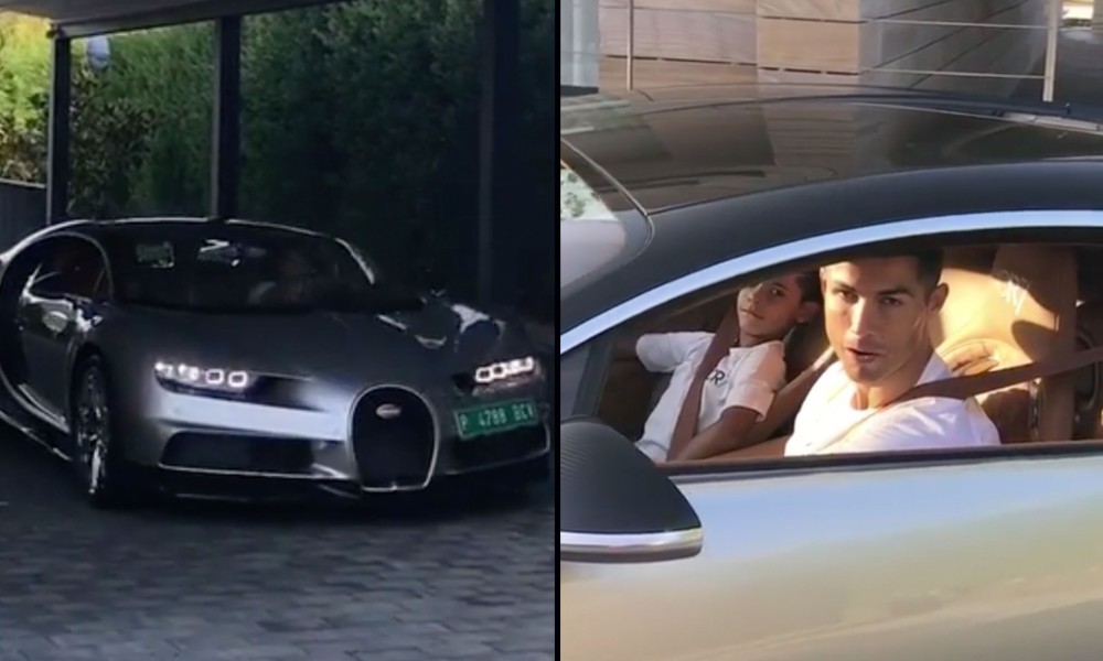 CR7 lái Bugatti Chiron chở con trai đi dạo CR7 lái Bugatti Chiron chở con trai đi dạo