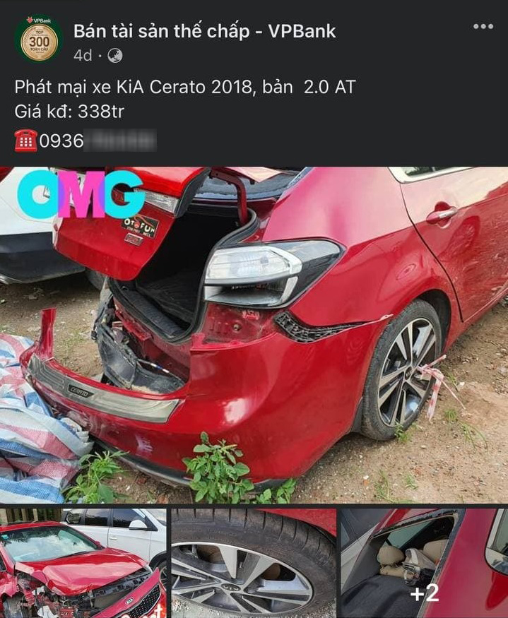 Chiếc Kia Cerato bị tai nạn được ngân hàng phát mại với giá 338 triệu đồng