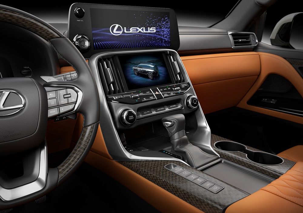 Bộ đôi màn hình ở vị trí trung tâm bảng tap-lô của Lexus LX600