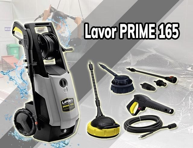 Model Lavor PRIME 165 với các phụ kiện hỗ trợ phun rửa.