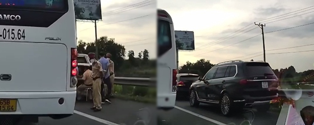 Cảnh sát giao thông tóm dính những trường hợp vi phạm chạy xe vào làn đường khẩn cấp tại cao tốc Trung Lương.
