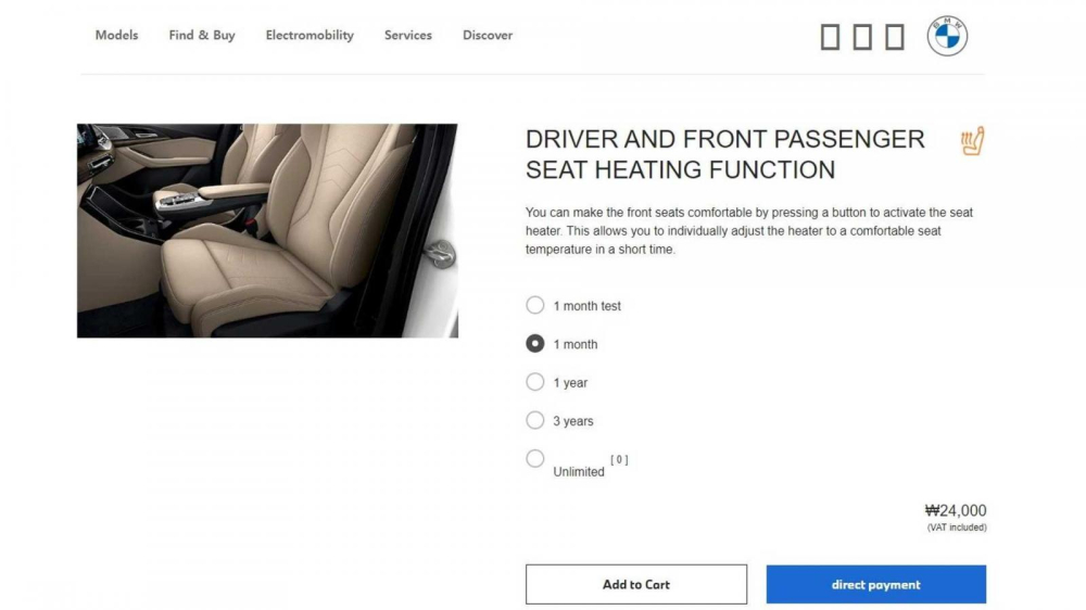 Người dùng xe BMW phải trả phí sử dụng tính năng sưởi ghế Người dùng xe BMW phải trả phí sử dụng tính năng sưởi ghế